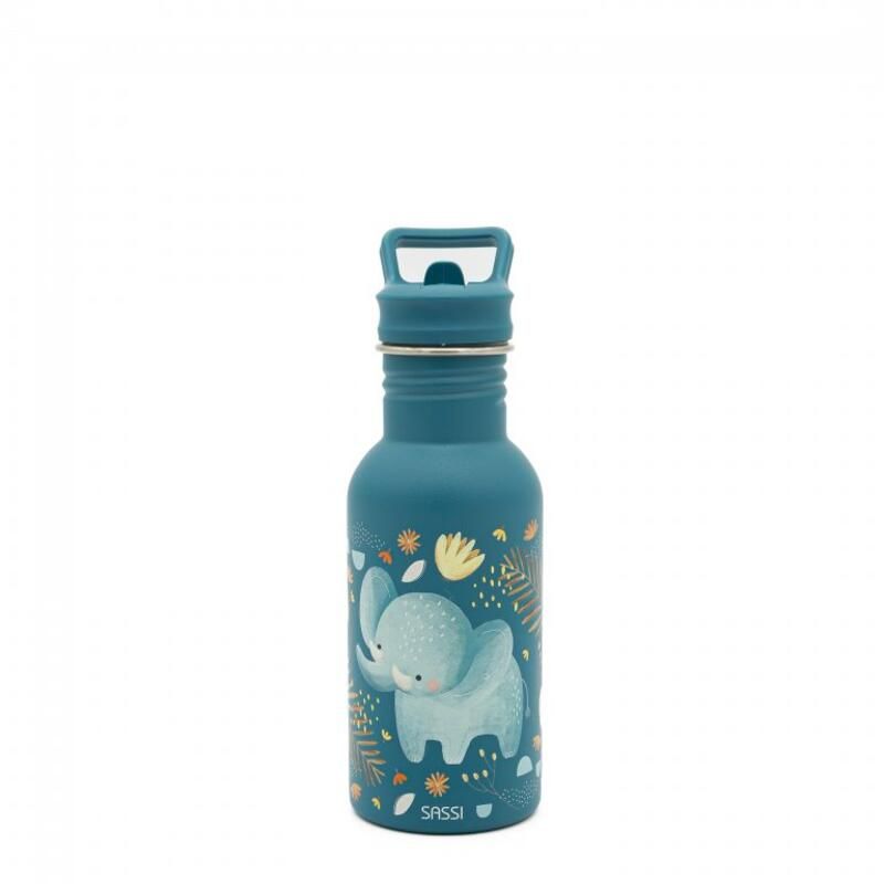 Gourde en inox Chewy l'éléphant 500 ml Bleu - sassi