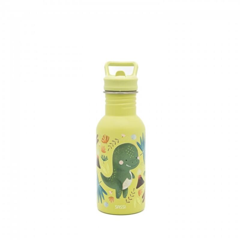 Gourde en inox Cracky le dinosaure 500 ml Vert - sassi