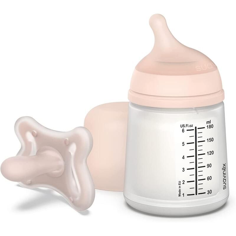 Set Biberon Et Sucette Zero Zero 180ml Blanc - suavinex