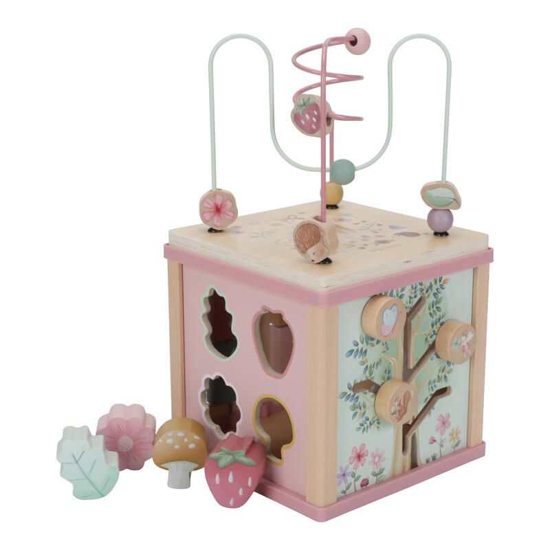 Cube Activite En Bois Fairy Garden Rose Jaune Beige Vert Multicol - little dutch