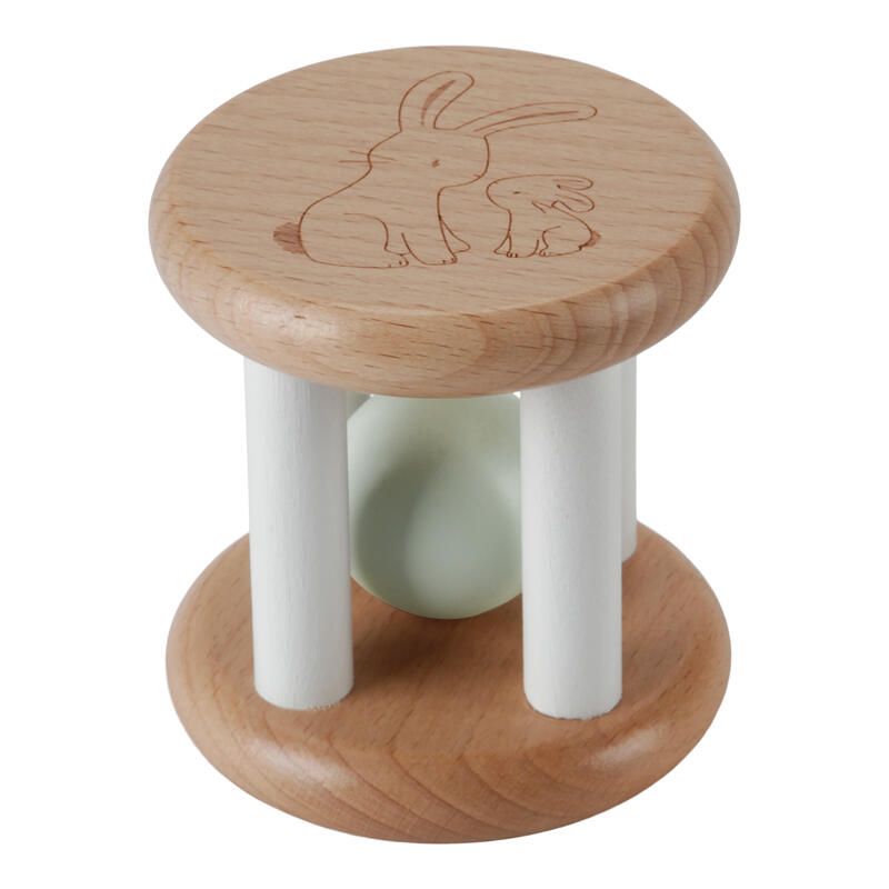 Hochet Roulant Fsc Baby Bunny 3m+ Blanc Beige - little dutch