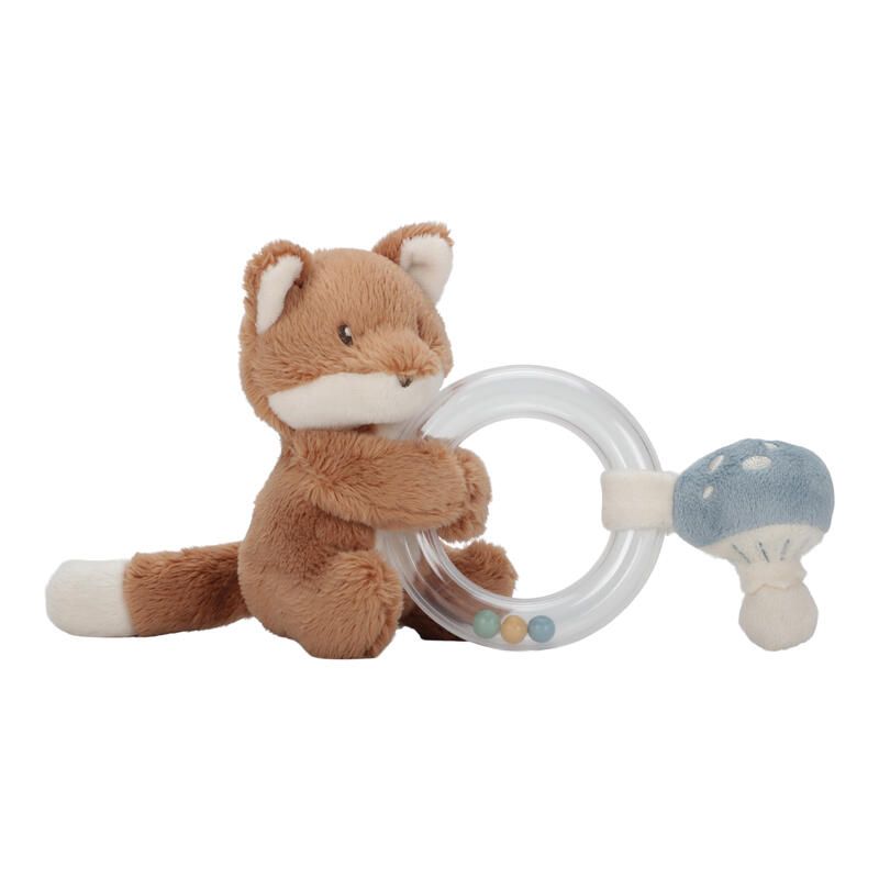 Anneau Hochet Renard Forest Friends Bleu Beige Marron - little dutch