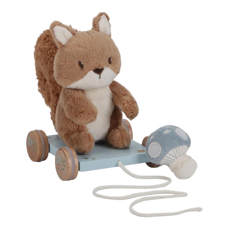 Peluche A Tirer Ecureuil Fsc Forest Friends Rose Marron Beige Bois - little dutch