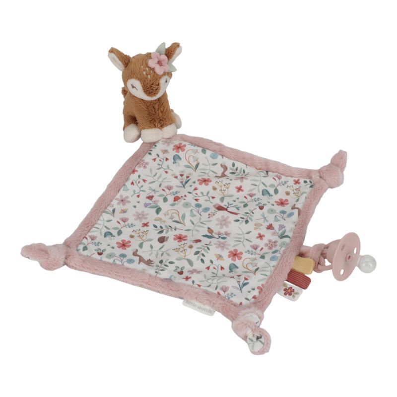 Doudou Carre Faon Fairy Garden Rose Marron Vert Multicolore - little dutch