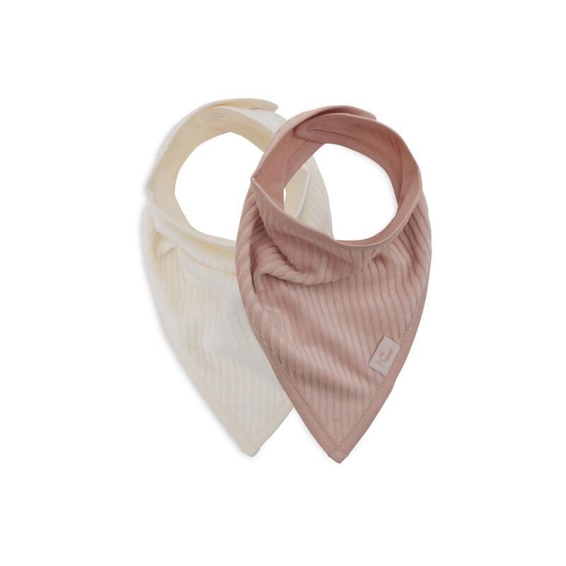 Bavoir Bandana X2 Velvet Rib Wild Rose/Ivory - jollein
