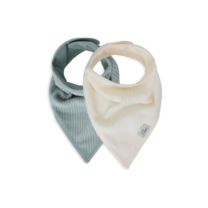 Bavoir Bandana X2 Velvet Rib Sea Green/Ivory - jollein