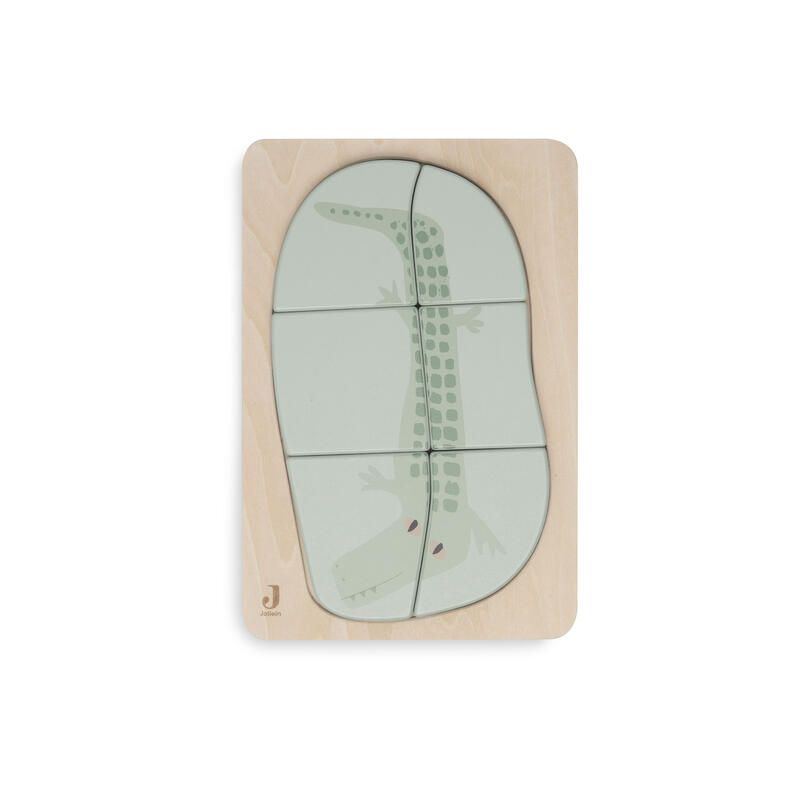 Puzzle En Bois Jungle Jambo Croco Sea Green - jollein