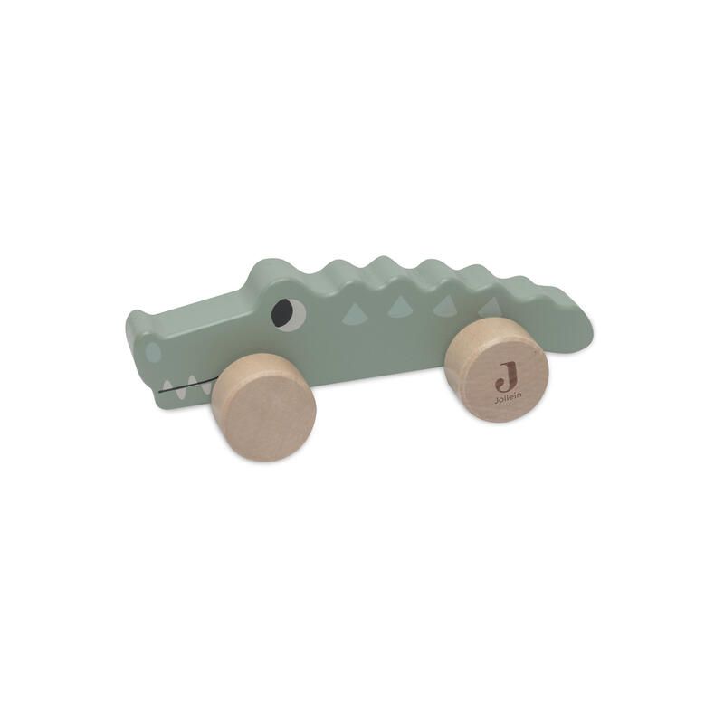 Jouet En Bois A Roulettes Jungle Jambo Crocodile Sea Green - jollein