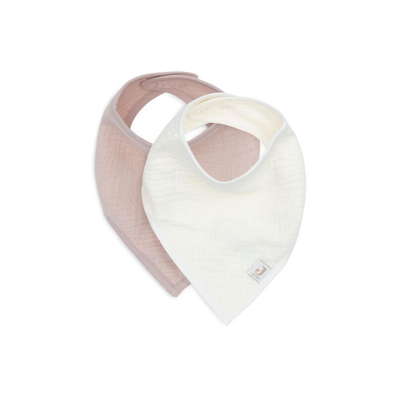 Bavoir Bandana Gaze De Coton X2 Basics Wild Rose Oatmeal - jollein