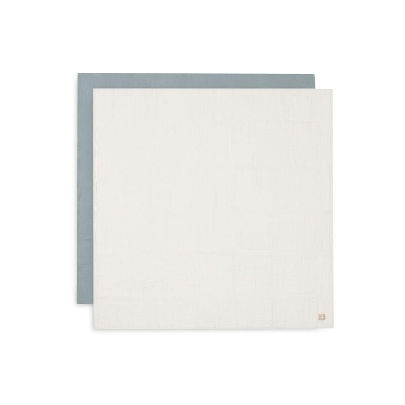 Lange Gaze De Coton Large X2 Basics 115x115cm Sea Green Ivory - jollein