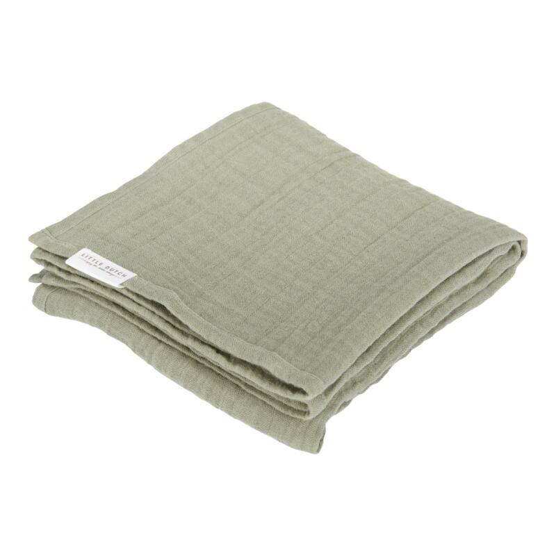 Langes Gaze Coton X2 Little Farm 70x70cm Vert - little dutch
