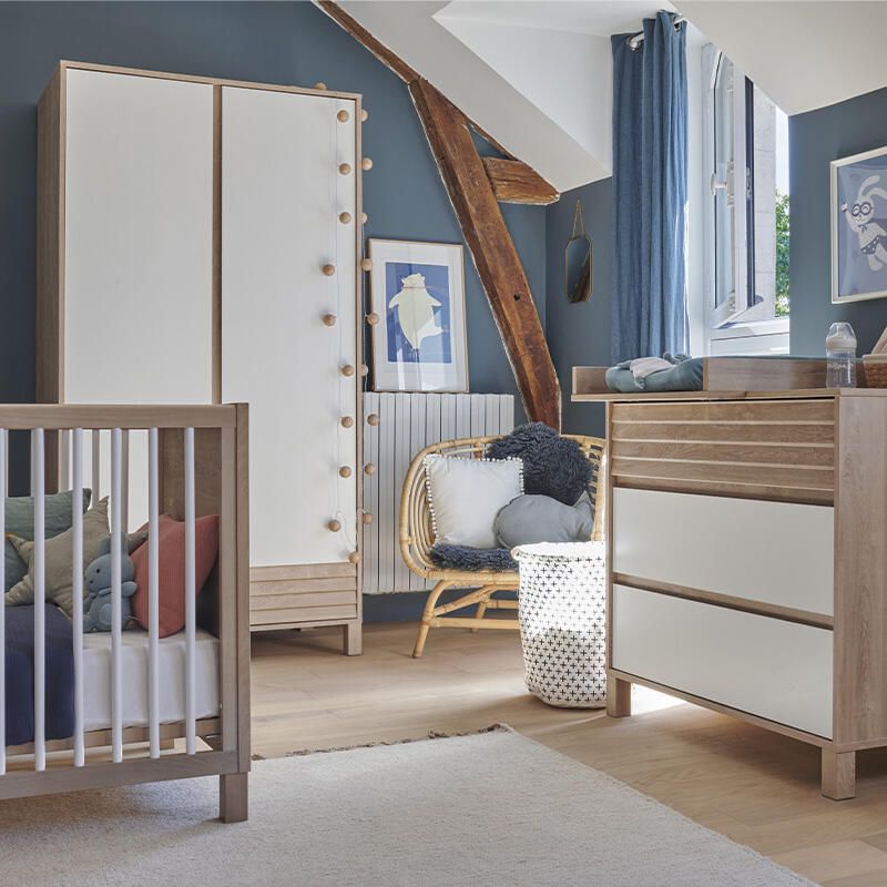 Chambre Trio Achille Lit bébé évolutif 70x140cm + Commode + Armoire - galipette
