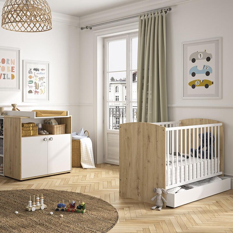 Chambre Duo Arthur Lit bébé 60x120cm + Commode - galipette
