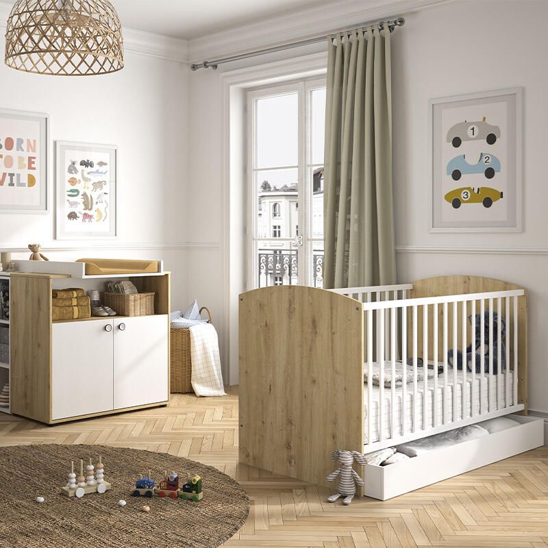 Chambre Duo Arthur Lit bébé évolutif 70x140cm + Commode - galipette