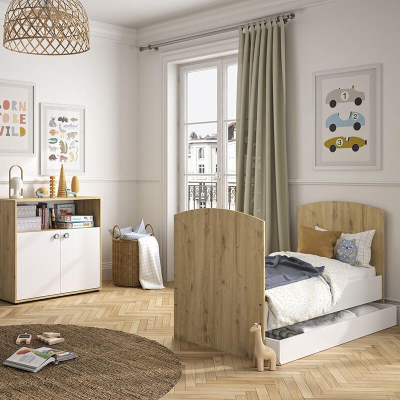 Chambre Duo Arthur Lit bébé évolutif 70x140cm + Commode - galipette