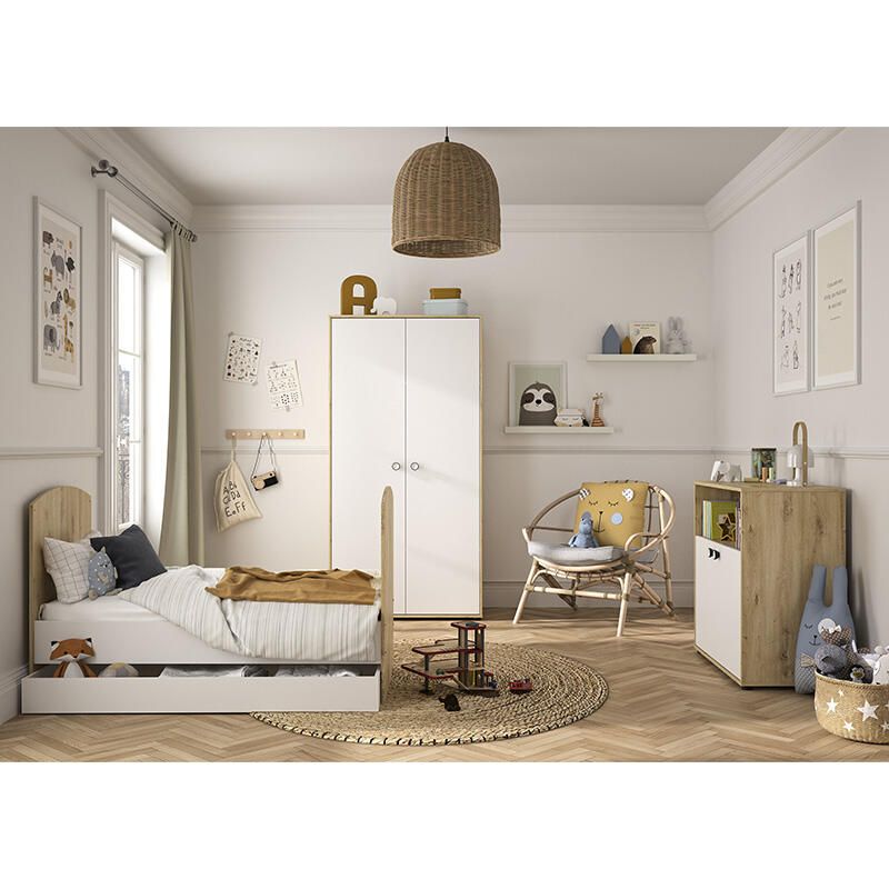 Chambre Trio Arthur Lit bébé évolutif 70x140cm + Commode + Armoire - galipette