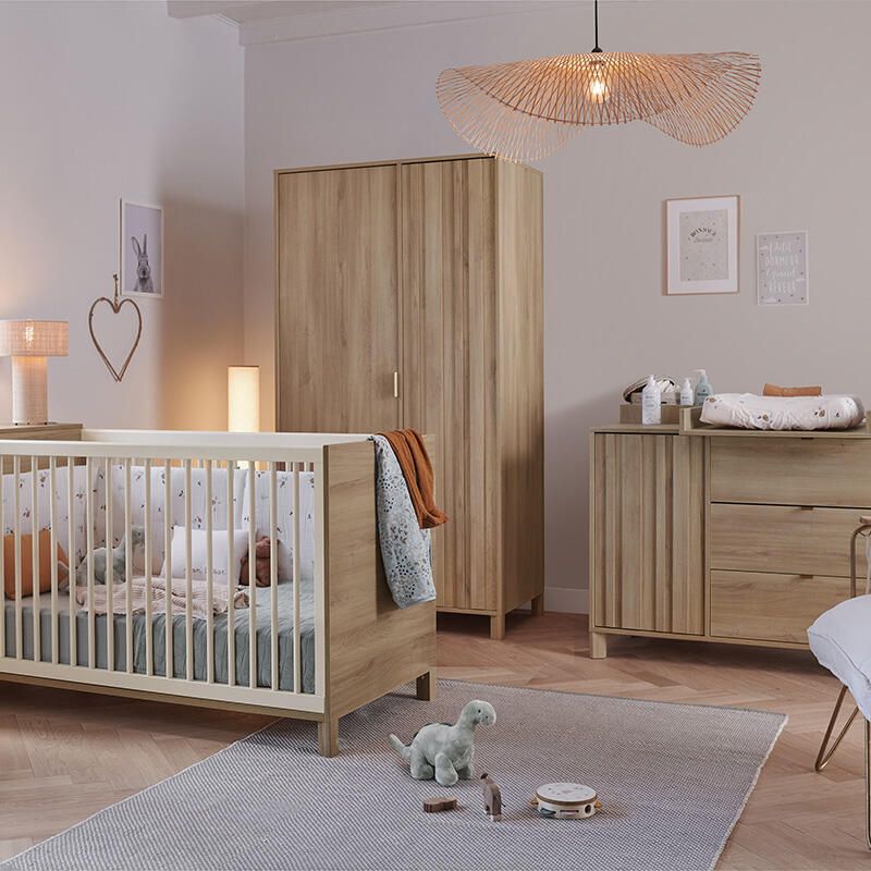 Chambre Trio Calypso Lit bébé évolutif 70x140cm + Commode + Armoire - galipette
