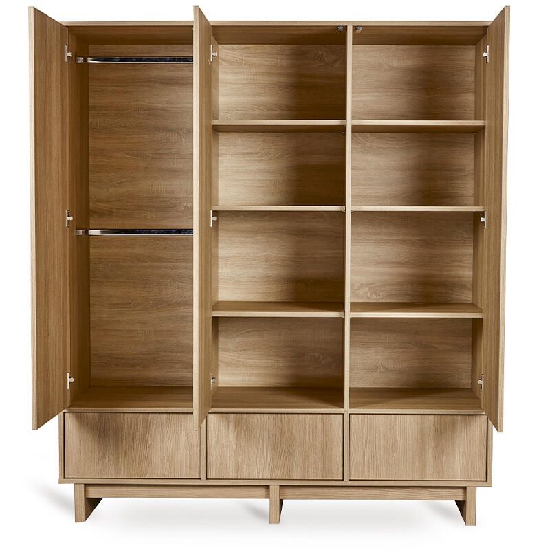 Armoire 3 portes 3 tiroirs Kyo Honey Ash - quax