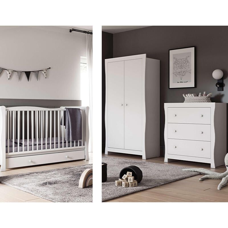 Chambre Trio Veli Lit bébé évolutif 70x140cm + Commode à langer + Armoire - vox