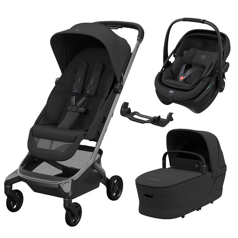 Poussette Trio Fame Cabin + Siège auto Coral Slide Pro + Nacelle Cabin Cot Onyx Black - maxi cosi
