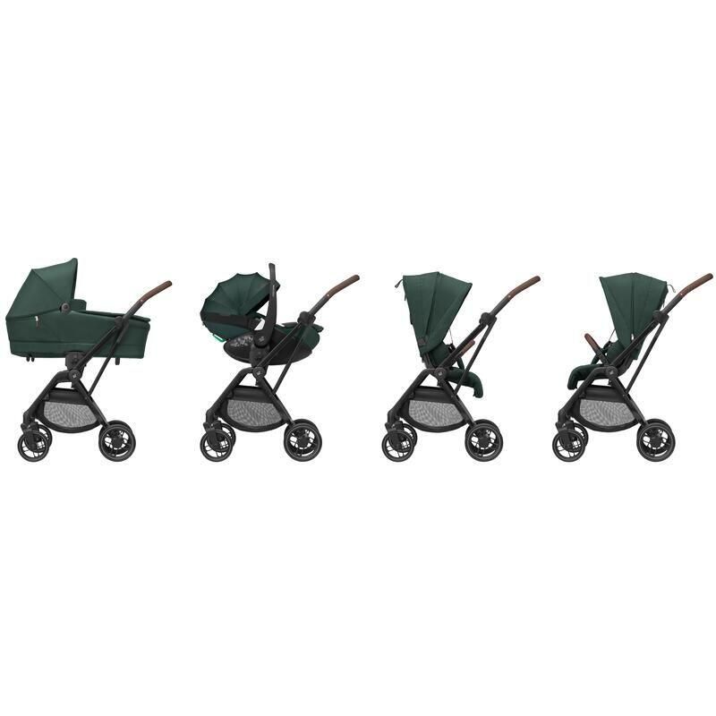Poussette Trio Leona 2 + Siège auto Pebble 360 Pro 2 + Nacelle Sense Twillic Green - maxi cosi