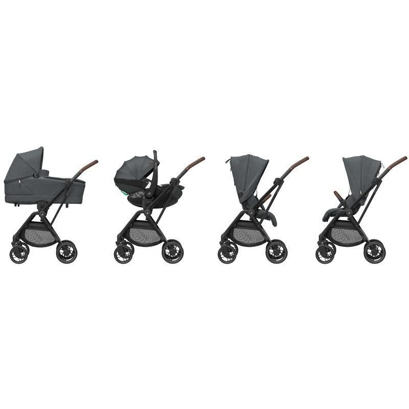 Poussette Trio Leona 2 + Siège auto Pebble 360 Pro 2 + Nacelle Sense Twillic Graphite - maxi cosi