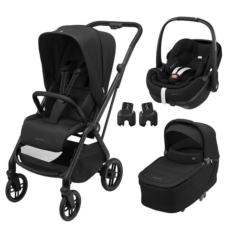 Poussette Trio Leona 2 + Siège auto Pebble 360 Pro 2 + Nacelle Sense Twillic Black - maxi cosi