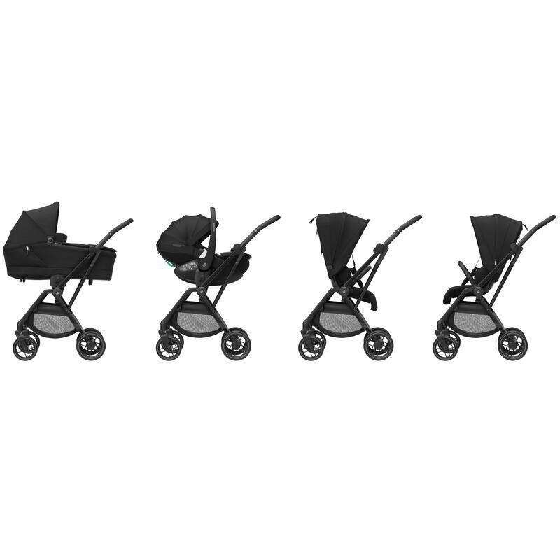 Poussette Trio Leona 2 + Siège auto Pebble 360 Pro 2 + Nacelle Sense Twillic Black - maxi cosi