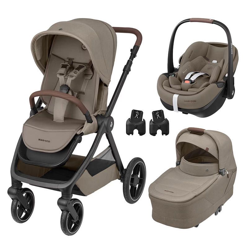Poussette Trio Oxford + Siège auto Pebble 360 Pro 2 + Nacelle Sense Twillic Truffle - maxi cosi