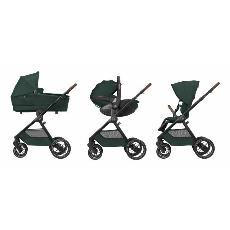 Poussette Trio Oxford + Siège auto Pebble 360 Pro 2 + Nacelle Sense Twillic Green - maxi cosi