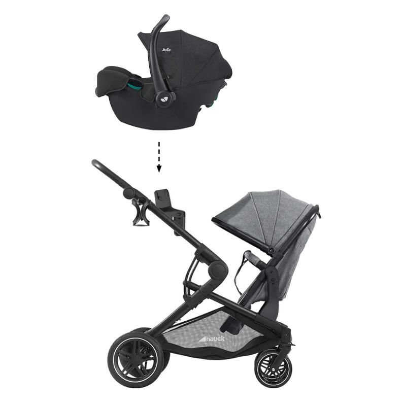 Poussette Duo Double Atlantic Twin + Siège auto i-Snug 2 Melange Grey - hauck
