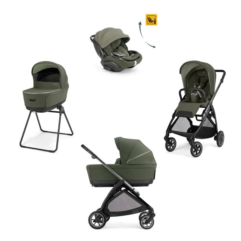 Poussette Trio System Quattro Electa + Siège auto Darwin Recline + Nacelle Open Up Loft Green - inglesina