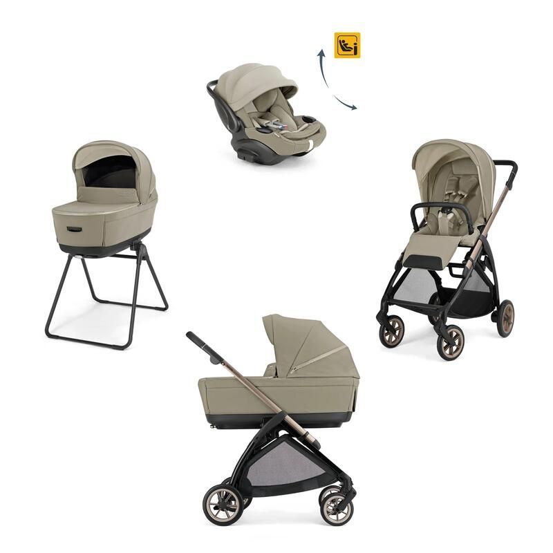 Poussette Trio System Quattro Electa + Siège auto Darwin Recline + Nacelle Open Up Hangar Beige - inglesina