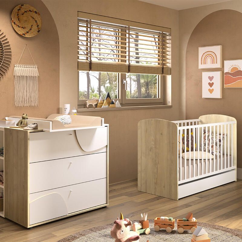 Chambre Duo Baptiste Lit bébé 60x120cm + Commode - galipette