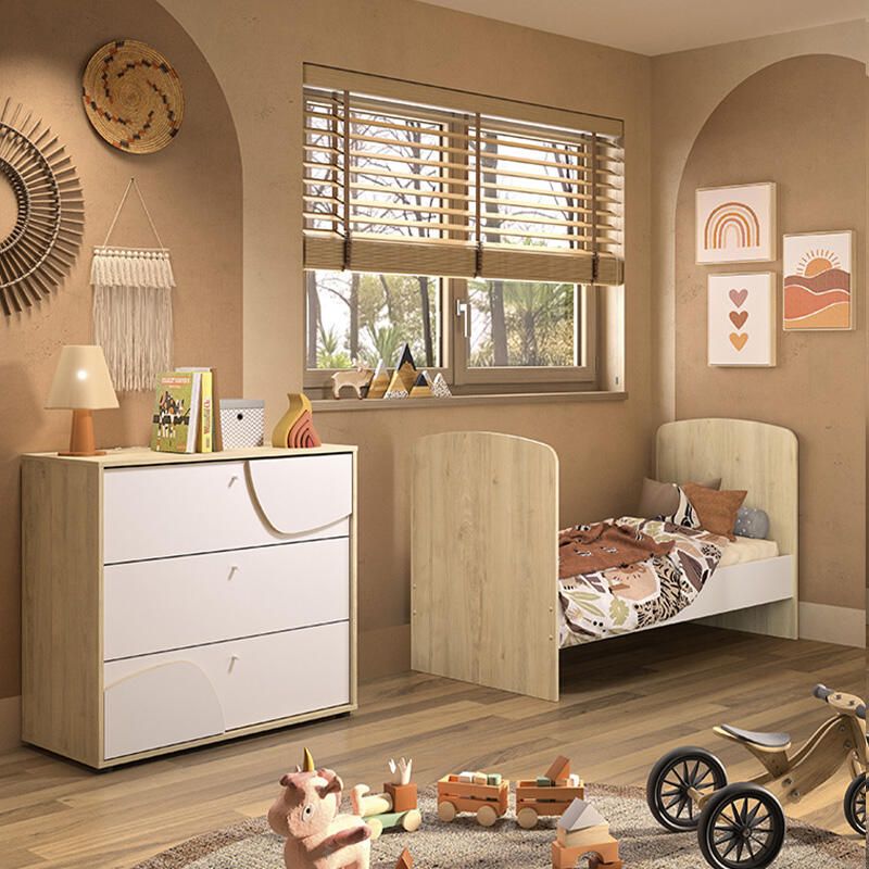 Chambre Duo Baptiste Lit bébé évolutif 70x140cm + Commode - galipette