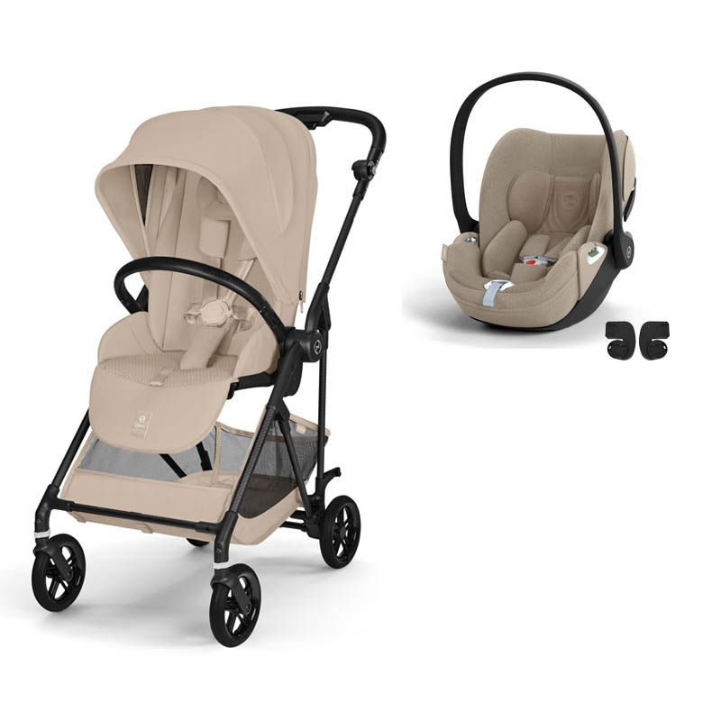 Poussette Duo Melio 6 Carbon + Siège auto Cloud T Plus Almond Beige - cybex