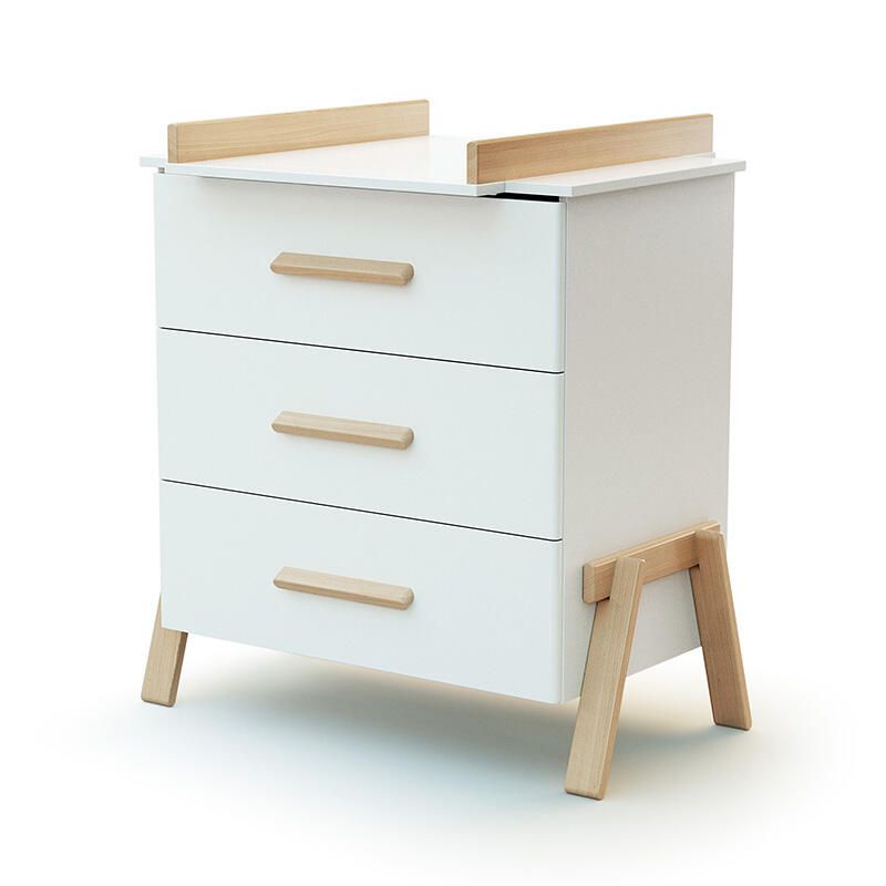 Commode à langer 3 tiroirs Canaille Blanc et Hêtre - at4