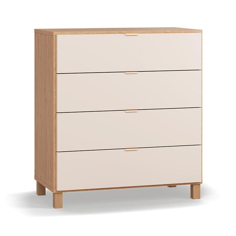 Commode 4 tiroirs Simple Chêne Sable Beige - vox