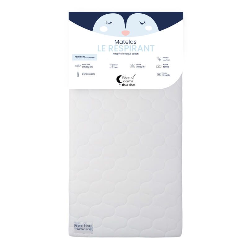 Matelas 60x120cm Le Respirant Blanc - fee moi dormir