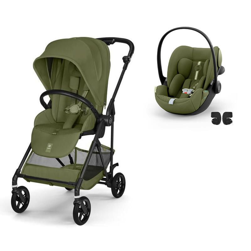 Poussette Duo Melio 6 Carbon + Siège auto Cloud G3 Plus Moss Green - cybex