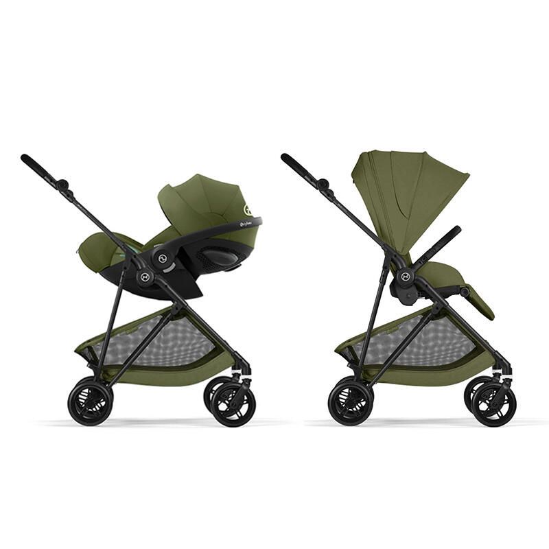Poussette Duo Melio 6 Carbon + Siège auto Cloud G3 Plus Moss Green - cybex