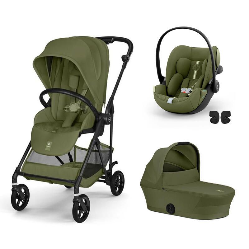 Poussette Trio Melio 6 Carbon + Siège auto Cloud G3 Plus + Nacelle Melio 6 Moss Green - cybex