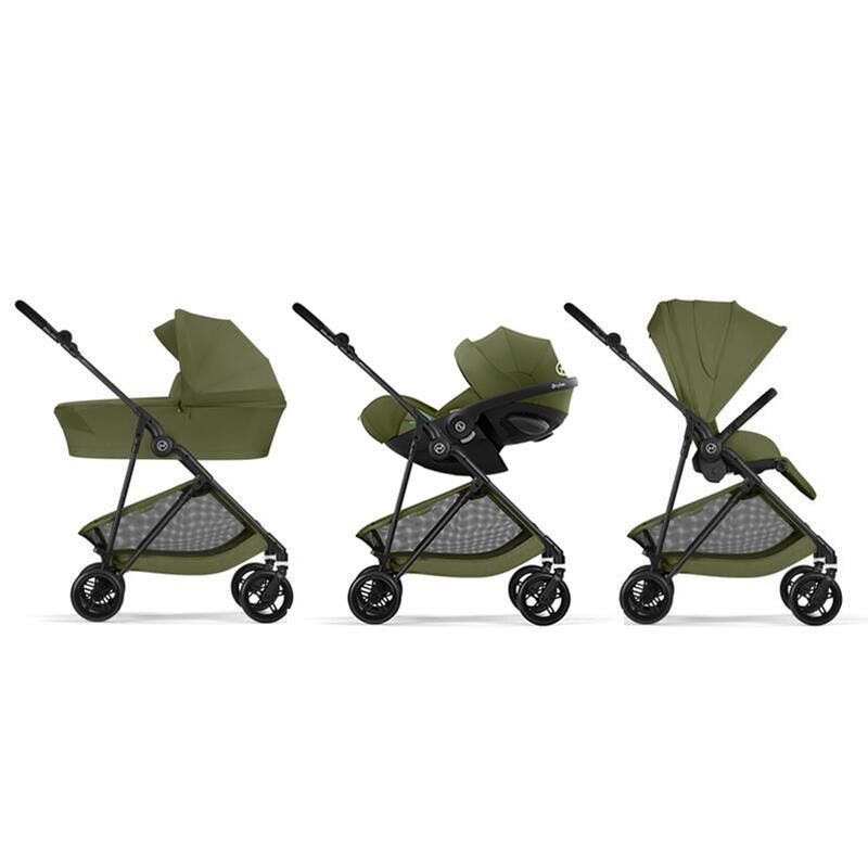 Poussette Trio Melio 6 Carbon + Siège auto Cloud G3 Plus + Nacelle Melio 6 Moss Green - cybex