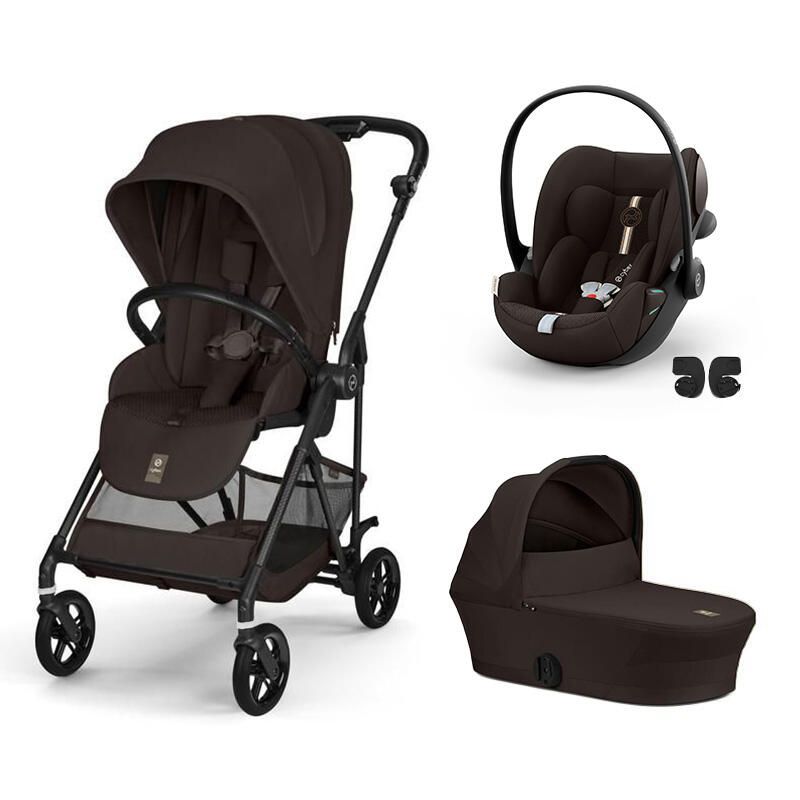 Poussette Trio Melio 6 Carbon + Siège auto Cloud G3 Plus + Nacelle Melio 6 Chocolate Brown - cybex