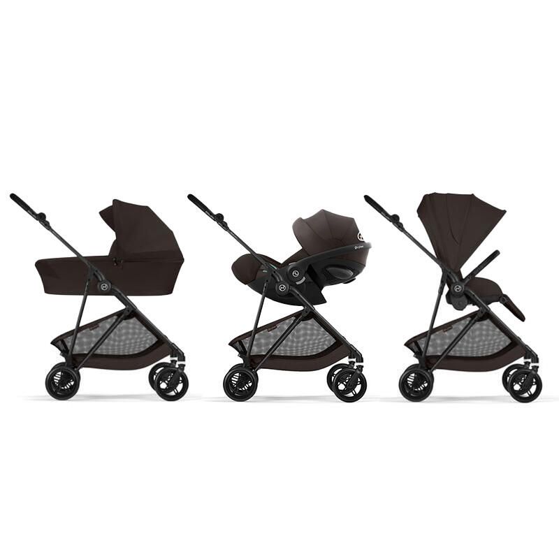 Poussette Trio Melio 6 Carbon + Siège auto Cloud G3 Plus + Nacelle Melio 6 Chocolate Brown - cybex