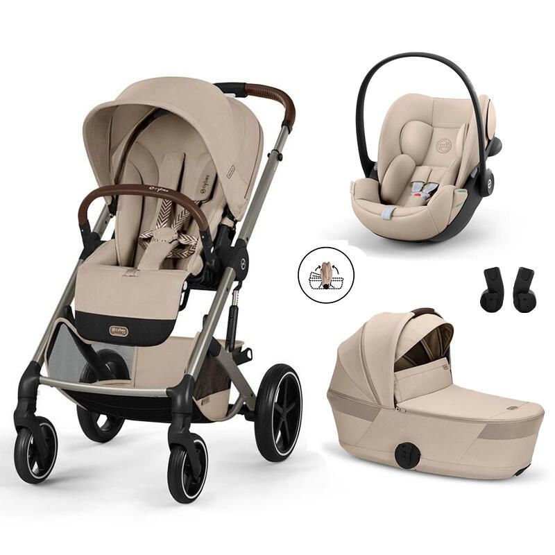 Poussette Trio Balios S Lux 4 + Siège auto Cloud G3 Comfort + Nacelle Balios pliable Almond Beige - cybex