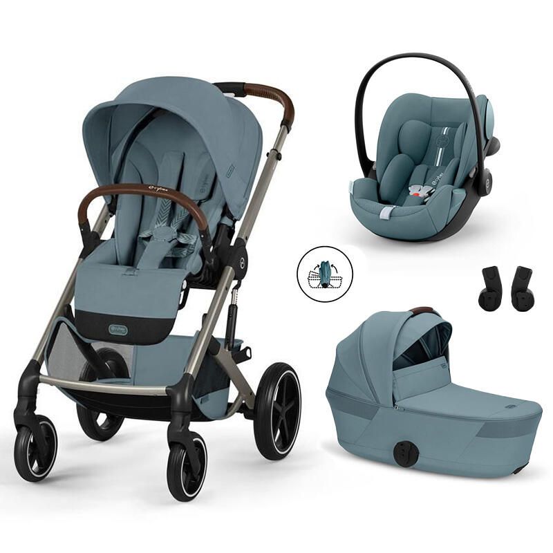 Poussette Trio Balios S Lux 4 + Siège auto Cloud G3 Plus + Nacelle Balios pliable Stormy Blue - cybex