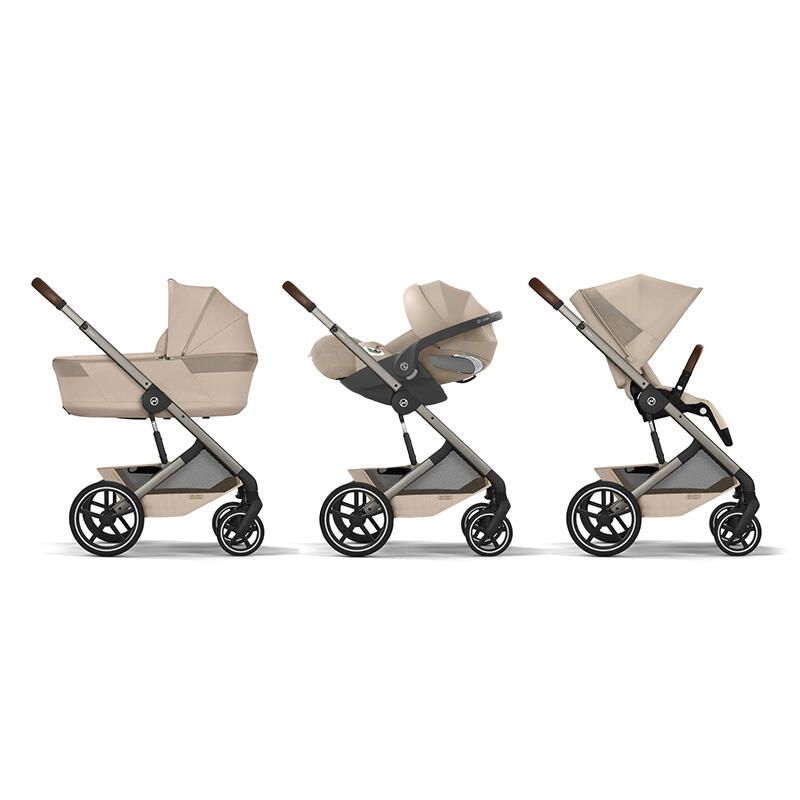 Poussette Trio Balios S Lux 4 + Siège auto Cloud T Plus + Nacelle Balios pliable Almond Beige - cybex