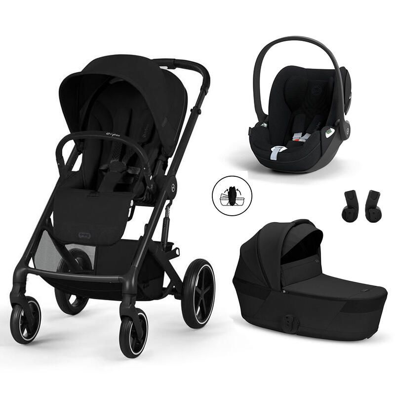 Poussette Trio Balios S Lux 4 + Siège auto Cloud T Plus + Nacelle Balios pliable Moon Black - cybex