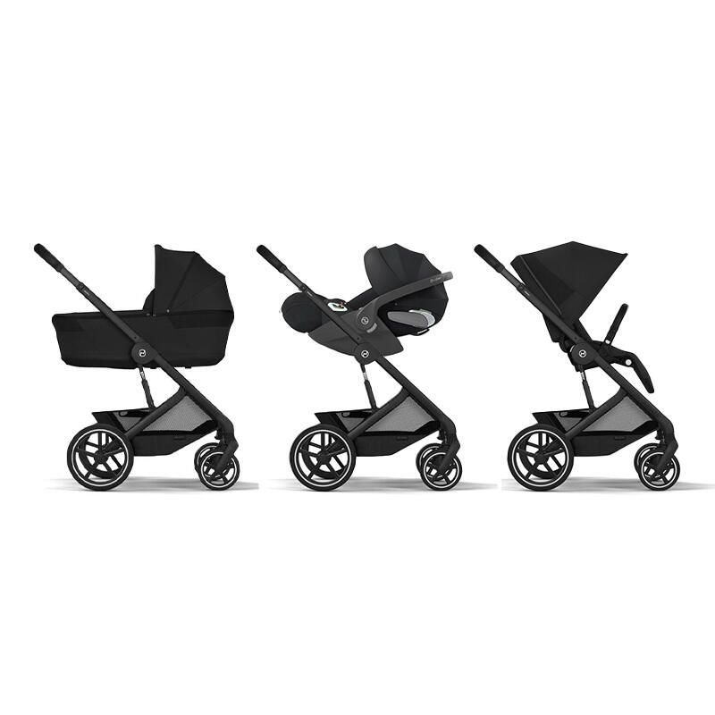 Poussette Trio Balios S Lux 4 + Siège auto Cloud T Plus + Nacelle Balios pliable Moon Black - cybex